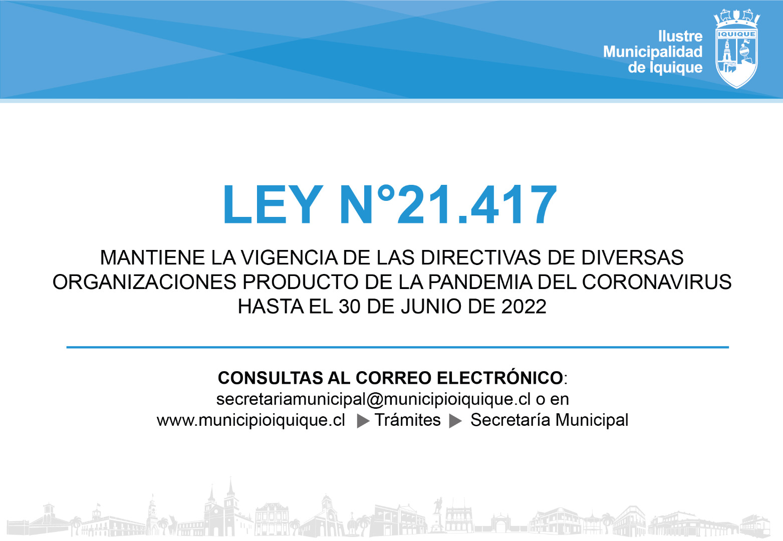 Ley N°21.417 PRORROGA LA VIGENCIA DE LAS DIRECTIVAS DE DIVERSAS ORGANIZACIONES