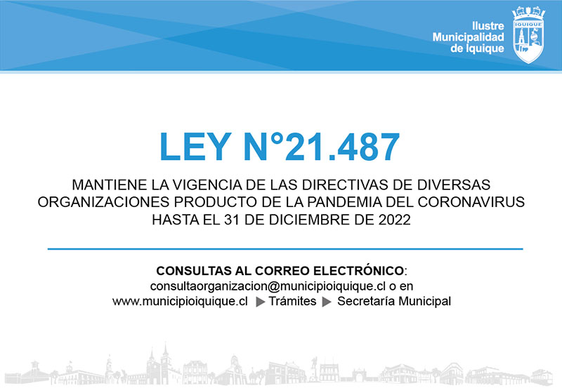 Ley N°21.487 prorroga la vigencia de las directivas de diversas organizaciones